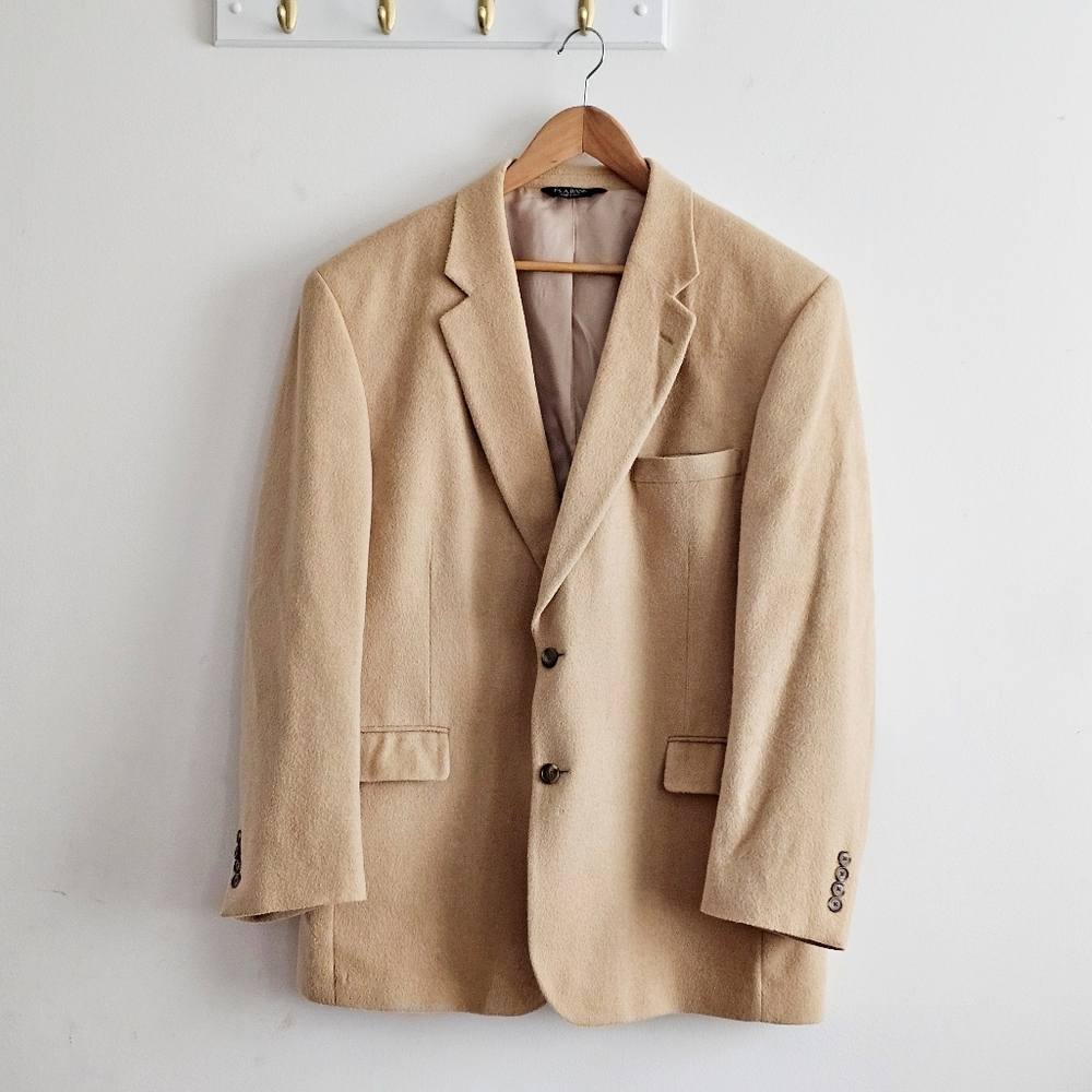 JOS A BANK 100% Camelhair Sport Coat Blazer Tan Camel Hair Jacket Mens 46R AS IS